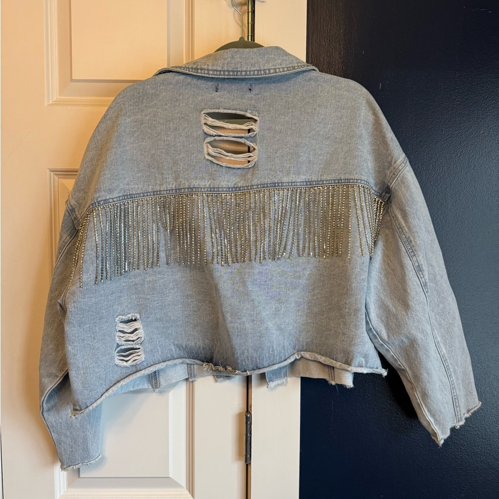 Missguided cropped denim jacket